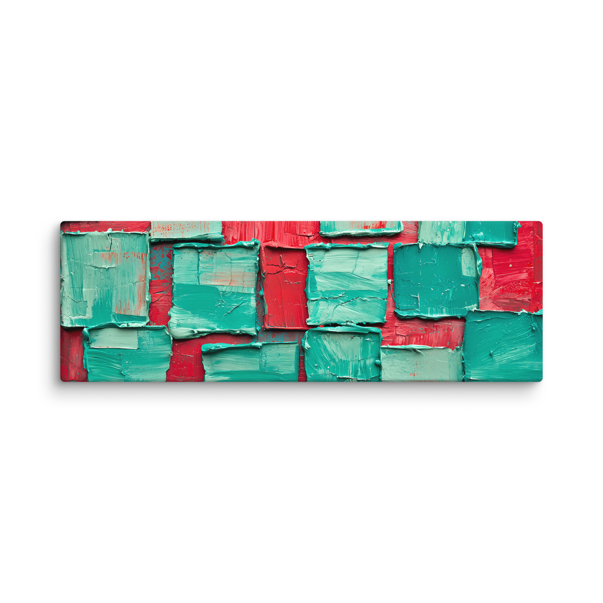 Oil Painted Cyan Cubes on Red Background 02 - Image 2